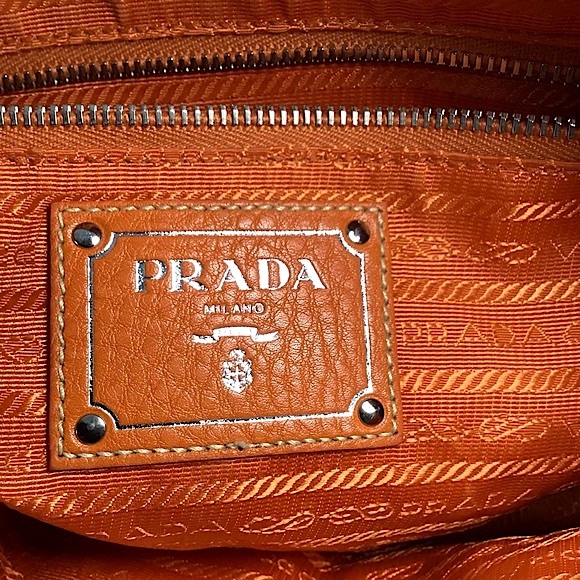 SOLD Prada Boston Bag Vitello Daino Orange Leather Handbag 194 Dust Cover - Picture 12 of 16